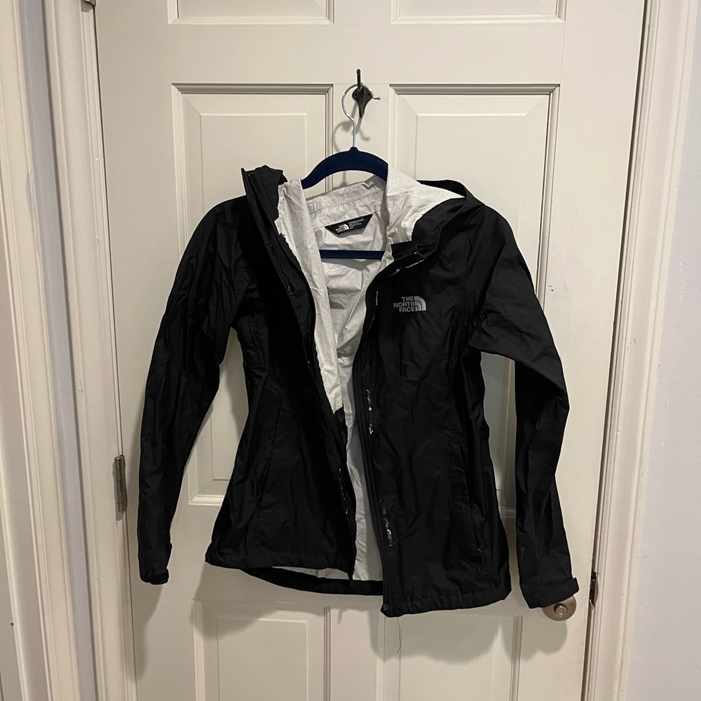 North face black rain jacket